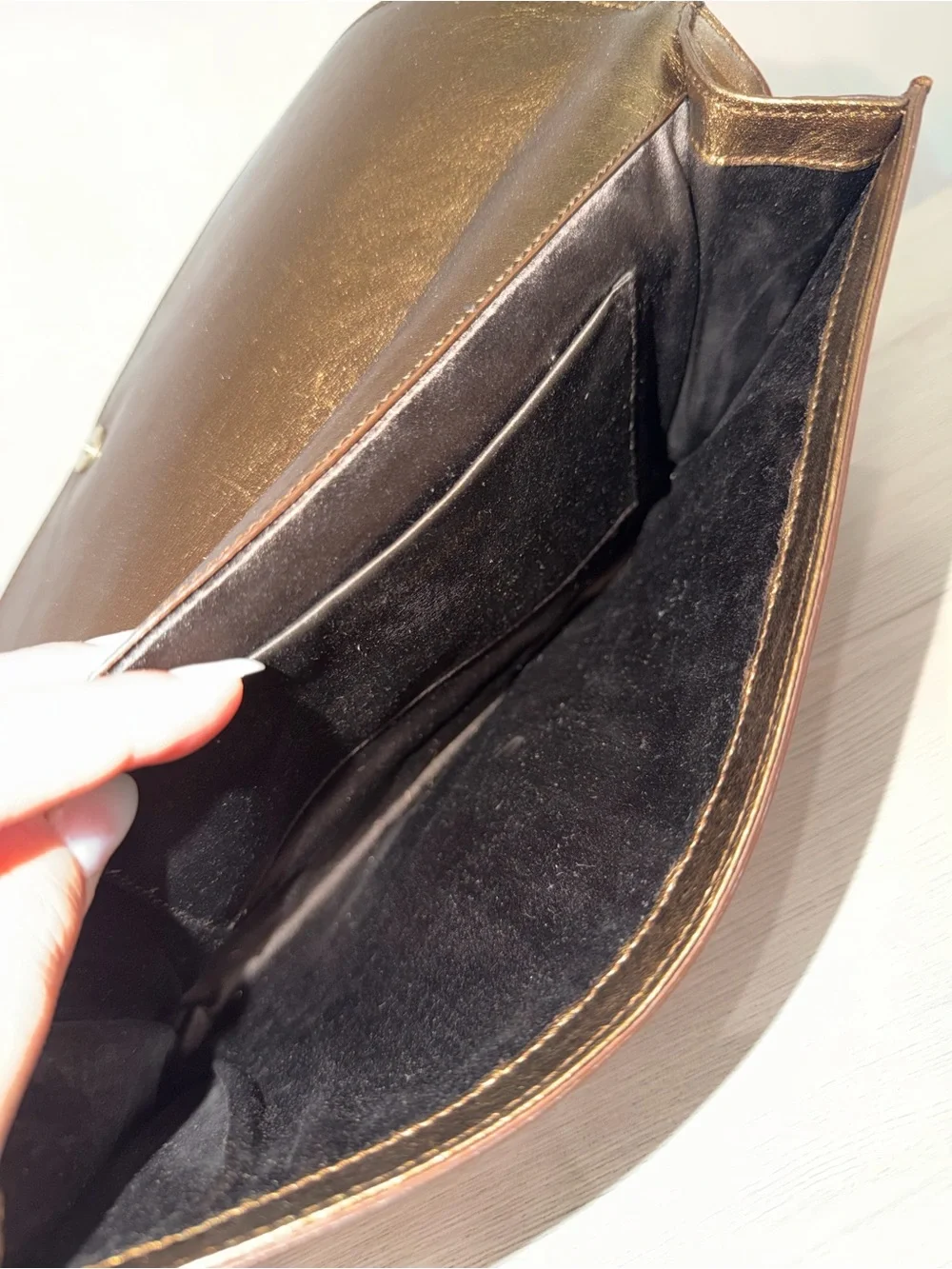 Saint Laurent Bronze Metallic YSL Fold-Over Clutch - Picture 7 of 7